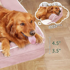 Orthopedic Dog Beds for Large Sized Dogs, Waterproof Egg Crate Foam Large Dog Couch Beds with Comfy Bolster 36x27Inch, Washable Pet Beds with Removable Cover and Nonskid Bottom, Pink