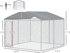 PawHut Outdoor Dog Kennel, Heavy Duty Dog Run Outdoor Fence with Waterproof Cover, Galvanized Chain Link, Secure Lock, 9.8' x 9.8' x 7.7'