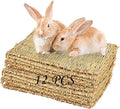 PINVNBY Hay Mats for Rabbits,12 Pack Natural Rabbit Grass Mat,Small Animal Woven Bed Resting Sleeping,Chewing,Nesting and Toys Cage Grass Matts for Bunny Guinea Pig Hamster Hedgehog Squirrel