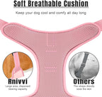 Rnivvi No Pull Dog Harness, Cute Reflective Large Sized Puppy Harness, Adjustable Soft Padded Vest for Large Dogs, Heavy Duty Pet Vest with Easy Control Handle for Walking Training, Pink