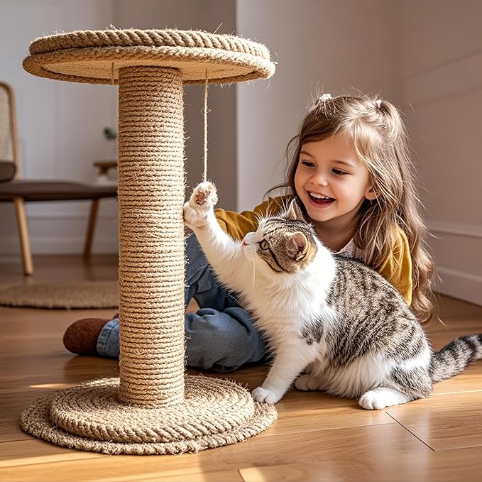 PowerKing Natural Sisal Replacement Scratching Post, 4 Pieces M8 Cat Scratch Post Refill Pole Parts for Refurbishment, White, Include Screws (Nature-15.7''+15.7''+7.87''+7.87'')