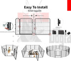 Puppy Playpen Indoor/Outdoor,24'' Portable Dog Playpen with Easy-Carry Straps,2 Add-On Panels Dog Pen Play Pen for Small Dogs,Rustproof Pet Playpen for Camping RV Yard