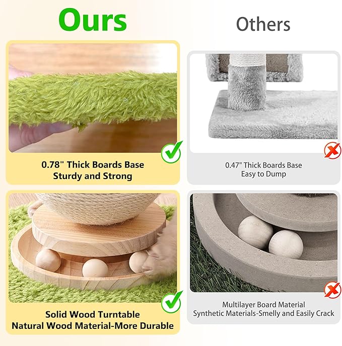 Cute Cat Scratching Post, Carrot Cat Scratcher Post with Durable Natural Wooden Turntable Toy and Catnip, 24'‘ H Blue Carrot Shape Design Sisal Cat Tree Sisal Scratcher for Indoor Cats (Cloud Base)