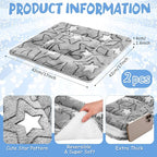 VitalCozy 2 Pack Self Warming Cat Mat Self Heating Pad Bed Reversible Machine Washable Reflects Body Heat Warm Thermal Pet Pad Crate Blanket for Feral and Indoor Cat(Grey,17'' X 17'',Double Star)