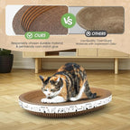 3 Pack Oval Cardboard Cat Scratcher & Lounger Bed, High-Density Cat Scratching Board & Lounge Bed, Ergonomic Scratch Pads for Indoor Cats Claws Care, Furniture Couch Protector from Cat Claws