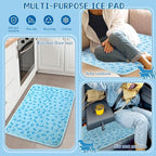 Dog Cooling Mat Self-Cooling Mat for Dogs Non-Slip Pet Cool Pad Cat Sleeping Pad Summer Blanket for Pets Foldable Washable for Kennel, Travel, Bed, Cars, Indoor and Outdoor Use (Blue, L(27*39inch))