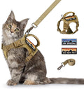 Tactical Cat Harness and Leash for Walking Esacpe Proof,Adjustable Soft Mesh Large Cat Vest with Rubber Handle Easy to Control,Molle Patches