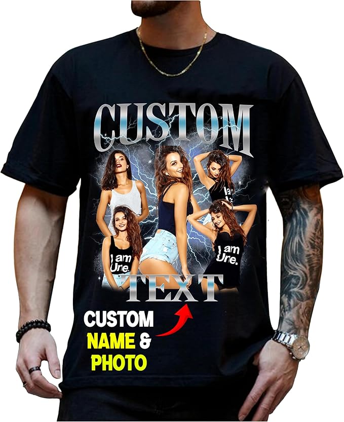 NAZENTI Custom Valentine Shirt Gifts for Boyfriend, Customized Bootleg Rap Tee