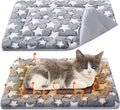 VitalCozy 2 Pack Self Warming Cat Mat Self Heating Pad Bed Reversible Machine Washable Reflects Body Heat Warm Thermal Pet Pad Crate Blanket for Feral and Indoor Cat(Star,22'' X 18'')