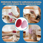 7-Piece Pet Grooming Kit with Storage Bag | Portable Bathing Set for Dogs & Cats | Includes Silicone Gloves, Deshedding Brushes & Finger Toothbrushes | All-in-One Pet Care (Pink)