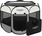 Love's cabin Pet Puppy Dog Playpen, Small Dog Tent Crates Cage Indoor/Outdoor, Portable Playpen for Cat, Foldable Pop Up Dog Kennel Playpen with Carring Case, Removable Zipper Top, Grey