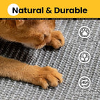Cat Scratcher Mat,Natural Sisal Cat Scratch Pad with Hook&Loop Tape,Horizontal Floor Kitty Scratching Pads Rug for Indoor,Pet Furniture Protector for Couch&Carpets&Sofas, Large, Grey