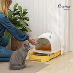 PawHut Cat Litter Box, Covered Kitty Litter Box with Lid, Scoop, Deodorizing Bags for Odor Control, Privacy, Portable, Easy to Clean, Yellow