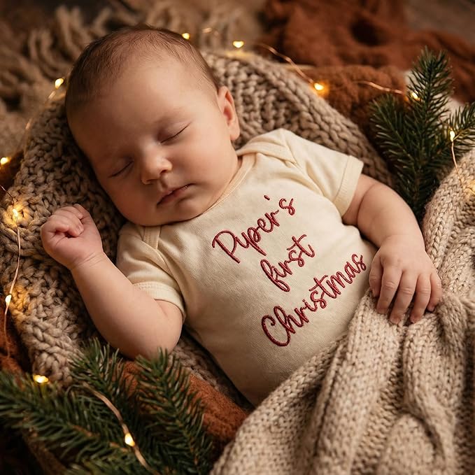 COUPLEHOODIES Personalized Baby Onesie Bodysuit – Custom Embroidery Gift for Pregnancy Reveal Baby Shower or First Grandchild