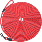 Long Dog Leash for Training 50Ft-Reflective Nylon Rope with Swivel Hook-Recall Agility Lead for Large Small Medium Dogs Outside Walking Hiking-Red