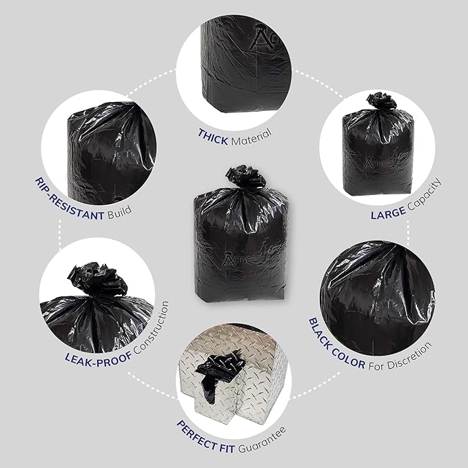 ActiveDogs Dog Poop Bucket Bags 12PK - Heavy Duty 5 Gallon Poop Bags for Dogs Waste Removal Trash Can, Bucket or Pail - Extra Thick 1.2ml Plastic Tear Resistant & Leak Proof Refill Liners