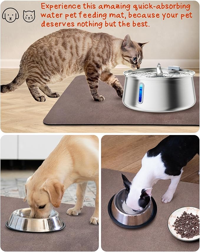 Cat Dog Food Mat, Rapid Water Absorption Dog Mat for Food and Water,100% Waterproof Cat Dog Bowl Mat, Pet Food Mat for Messy Drinkers to Protect Floors, Pet Accessories Supplies