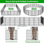 Heavy Duty Dog Playpen: 24 Steel Panels 47" Height, Square Steel Pipe with Reinforced Crossbars, 54FT 227 Sq.ft Portable Fence for Yard RV Camping, Snowy Black