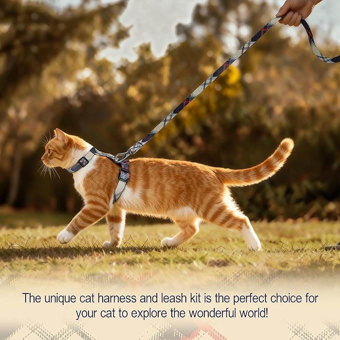 Cat Harness and Leash Set, 3-in-1 Escape Proof Adjustable, Comfortable Soft Lightweight, Safe, Easy to Wear, Walking Travel Kitten Harness for Small Medium Large Cats (Army Green)