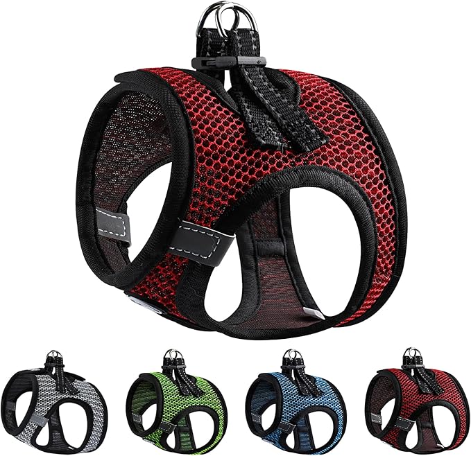 Dog Harness for Medium Dogs Chihuahua Harness Tiny Dog Harness for Cats Dogs Adjustable Reflective Pet Harness Small Cat Harness (Red, Medium)