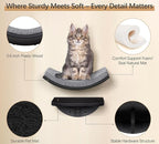 2-Piece Cat Wall Steps with Grey Felt Pads, Floating Cat Wall Perches and Climbing Steps, Wall Mounted Shelf for Small and Large Cats
