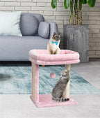SYANDLVY Small Cat Tree for Indoor Cats, Scratching Board with Perch & Scratching Post, Kittens Scratcher with 2 Dangling Balls, Pink