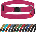 Breakaway Cat Collar Leather with Removable Bell - 13 Colors Available - Soft Adjustable Girl Boy Safety Lightweight Pet Kitten Collars Pink Brown Blue Green Red Orange Black (Pink)