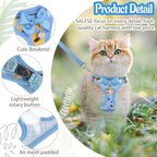 Cat Harness and Leash Escape Proof for Walking, Adjustable Soft Kitten Harness with Reflective Straps Step in Cat Vest Harness for Small Kitten and XS Dogs (Blue, M)