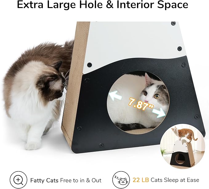 FUKUMARU Cat Scratcher House, 19.5 Inch Cozy Cardboard Cat Scratcher, Moutain Shape Vertical Bed Lounger, Durable Cats Scrathing Pad for Indoor Cats, Safe & Secure