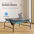 Large Cat Hammock Bed - Free-Standing Square Pet Sleeping Bed, Detachable, Easy Assembly for Indoor/Outdoor Use (Gray)