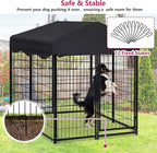 Dog Kennel Outside, 4.5' x 4' x 4' Dog Kennel Outdoor with Roof for Medium Small Dogs, Outdoor Dog Cage Dog Pen with Waterproof & UV-Resistant Cover, 12 Nails for Stablility, 2 Sets
