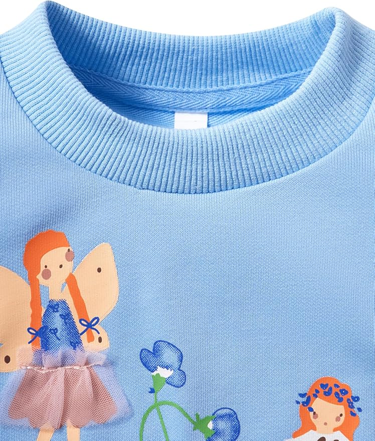 RETSUGO Toddler Baby Girls Sweatshirts Casual Pullover Crewneck Winter Long Sleeve Tops Shirts Clothes 3T-8T