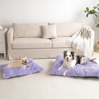 EHEYCIGA Fluffy Dog Crate Bed for Medium Dogs, Plush Faux Fur Crate Pad, Calming Anti Anxiety Medium Dog Bed, Washable Soft Warm Mat with Non-Slip Bottom, Purple