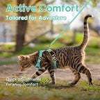 Dooradar Cat Harness and Leash Set, Escape Proof Safe Adjustable Kitten Vest Harnesses for Walking, Easy Control Soft Breathable Mesh Jacket with Reflective Strips for Cats, Green, M