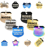 Engraved Dog Tags Personalized - Stainless Steel Engraved Dog Cat ID Tags Front & Back up to 8 Lines of Text Color Plating Gold, Rose Gold, Blue, Black, Nebula by PetANTastic