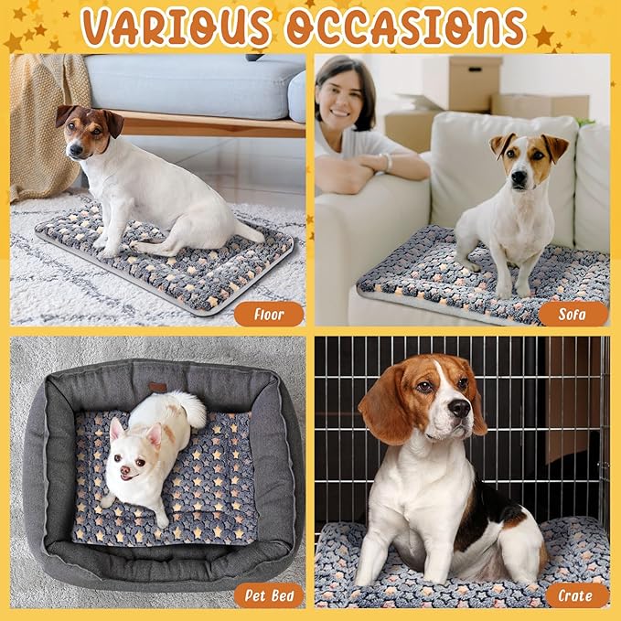 VitalCozy 2 Pack Self Warming Cat Mat Self Heating Pad Bed Reversible Machine Washable Reflects Body Heat Warm Thermal Pet Pad Crate Blanket for Feral and Indoor Cat (Dark Grey,21" X 14",Star)