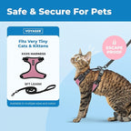 Voyager Escape-Proof Step-in Lock Cat Harness & 5ft Neoprene-Handle Leash Set All-Weather Mesh with Reflective Stitching for Small to Large Cats by Best Pet Supplies, Black Trim-Pink (327), XXXS