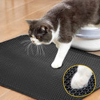 Cat Litter Mat, Upgrade Super Waterproof Back Layer Litter Box Mat, Non Slip, Durable, Soft on Paws Kitty Trapping Matt (24"x18", Black)