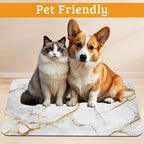 Abstract Marble Dog Food Mat,White Gold Absorbent Pet Feeding Mat for Food and Water Bowl,Quick Dry Dog Placemat Non Slip Rubber Backing Waterproof Pet Supplies 12" x 20"