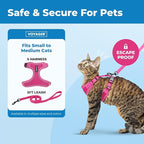 Voyager Escape-Proof Step-in Lock Cat Harness & 5ft Neoprene-Handle Leash Set All-Weather Mesh with Reflective Stitching for Small to Large Cats by Best Pet Supplies, Fuchsia (327), M