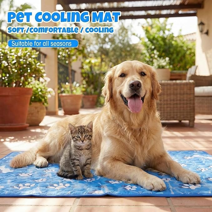 Sadnyy 4 Pcs 44 x 32 Extra Large Dog Cooling Mat Pet Cooling Pad for Hot Weather Lightweight Cool to The Touch Pet Blanket Washable Breathable Dog Pad for Kennel Home in Summer Non-Toxic