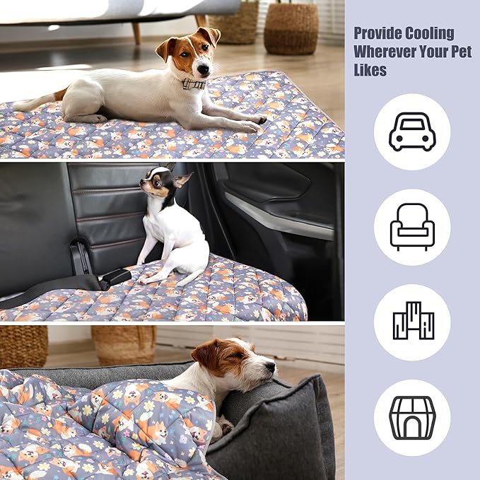 Leekalos Pet Cooling Mat: Dog & Cat Summer Blanket - Portable & Reusable, Keeps Pets Cool Indoors & Outdoors