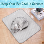 Cordless Cat Window Perch, Cats Dogs Hammock Cooling Mat, Summer Ice Silk Pad for Animal, Washable Chew-Proof Sleeping Mat(grayL)
