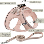 Dog Harness with Leash Set, No Pull Adjustable Reflective Step-in Puppy Pet Vest Harnesses for Small Medium Large Dogs and Cats,Light Pink XS