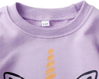 Little Girls Unicorn Outfits 2 Piece Kids Ruffle Sleeve Sweatshirt + Leggings Fall Leopard Clothing Sets 2-10 Years Old