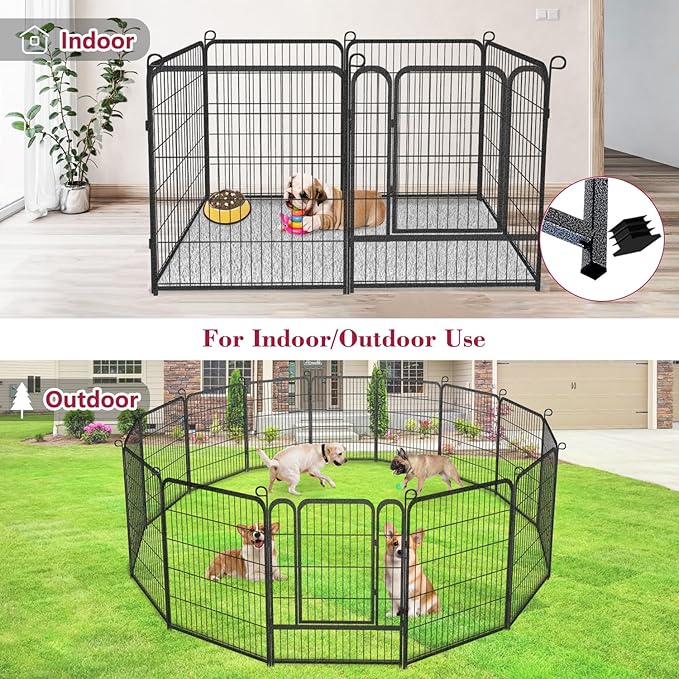 Dog Playpen Pet Fence Outdoor for Yard, 32inch 38 Panels Dog Pens Outside Anti-Rust Pet Playpen Exercise Pen with Lock for Large Medium Small Pets, Portable Pet Fence for Yard RV Camping
