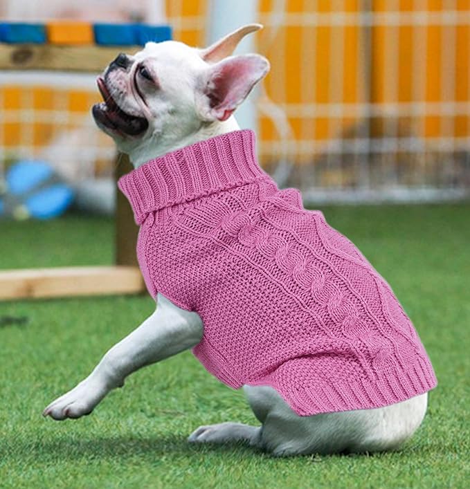 Dog Sweaters for Small Dogs XS Dog Sweaters Girl Pink Chihuahua Sweater Warm Doggie Winter Clothes Knitted Puppy Clothes for Yorkie Sleeveless Doggy Outfit Custume (Pink, X-Small)