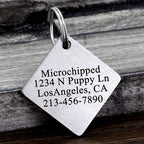 Ultra Joys Stainless Steel Custom Dog & Cat Tags - Personalized Front & Back Engraving, Optional Both Sides, Diamond Tag Mountain Silver Large