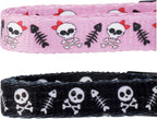 BoomBone Skull Cat Collar Breakaway with Bell,Pack of 2 Safe Halloween Puppy Collars