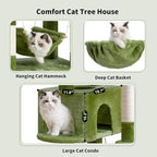 Cat Tree, Cat Tower for Large Cats with 2 Big Platforms, 2 Baskets, condo and Toys, 63" Cat Scratching Posts for Indoor Cats, Green GCT020GR
